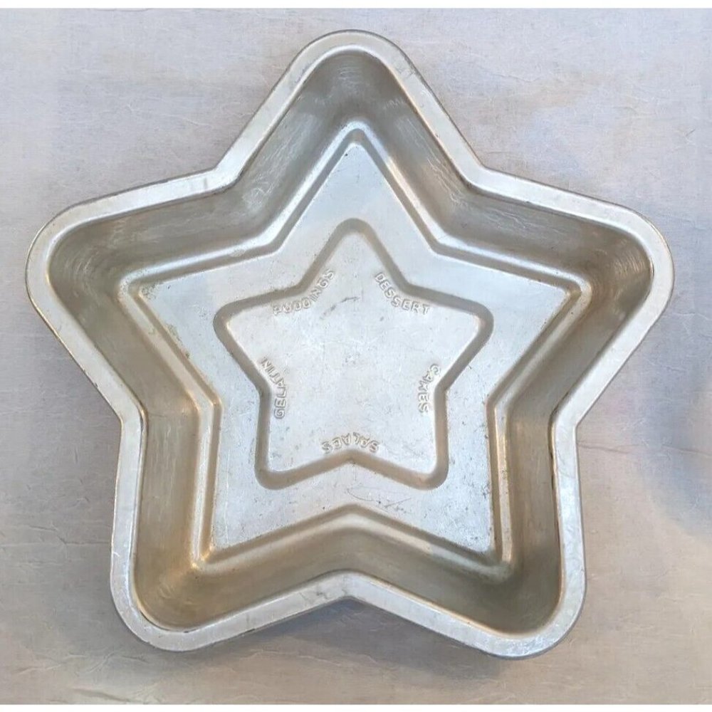 Metal Cake Pan Star Shaped Jello Mold Pudding Vtg Dessert Gelatin Tin Retro 50s - Picture 7 of 7